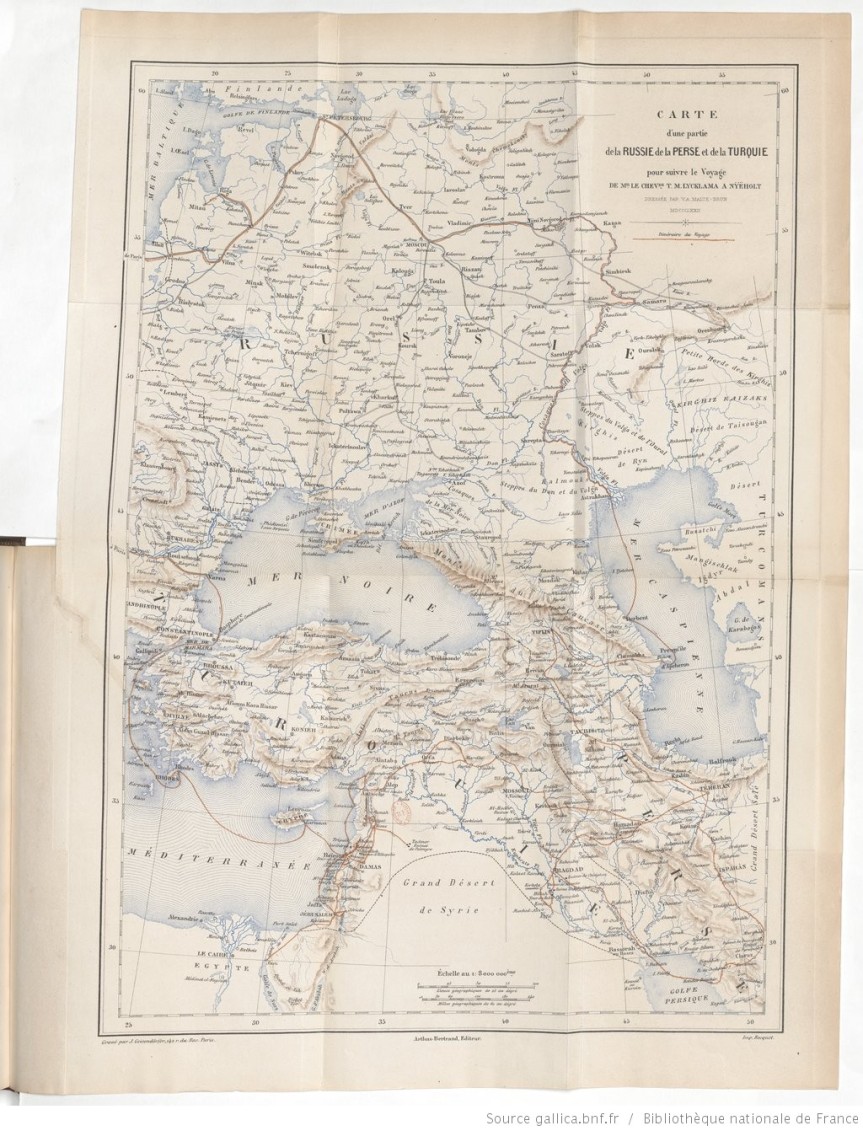 Carte d'une partie de la Russie, de la Perse et de la Turquie, par V.A. Malte-Brun, 1872